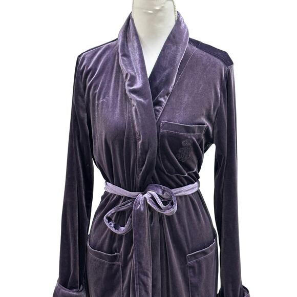 Lauren Ralph Lauren Purple Velvet Robe Women’s M Plush Lounge Robe luxe cozy - Picture 2 of 8